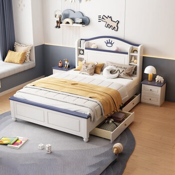Sanskrit 2026 new solid wood children's bed 1.5m single 1.2m bedroom bed teenagers modern simple girl boy bed
