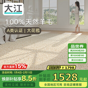 Dajiang carpet living room 100% wool carpet bedroom light luxury high-end sofa coffee table no washing anti-stain 140x200cm
