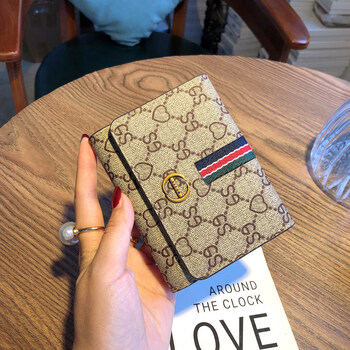 Tanbeiman wallet women's 2025 new card holder exquisite leather wallet compact driver's license credit card holder retro print apricot 12 card slots driver's license with genuine leather