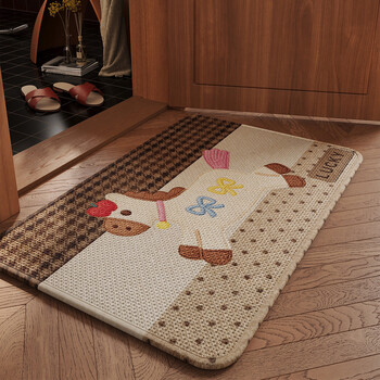 Fantasy imitation woven linen wear-resistant bathroom non-slip mat bathroom floor mat toilet door water-absorbent quick-drying foot-wiping carpet autumn splicing 40cmx60cm high-density woven water-absorbent non-slip