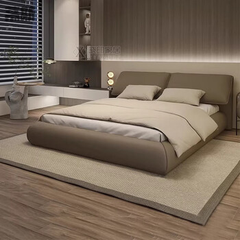 Mousse elephant ear leather bed light luxury modern simple master bedroom king bed italian minimalist storage double bed grand wedding bed deluxe edition leather bed 15cm frame + top leather 1500mm*2000mm x frame structure