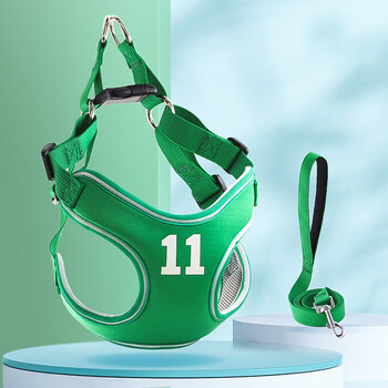 Miaopule dog leash vest, small and medium-sized dog leash, shiba inu dog leash, summer anti-chest and back dog leash, no. 11 green leash xs- reference weight 4-8 catties, chest circumference 37-44