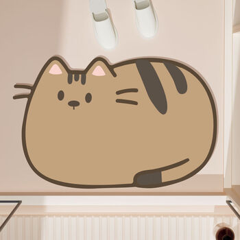 Fantasy bathroom absorbent floor mat bathroom door mat toilet bathroom bathroom quick-drying kitchen carpet big fat cat 45cm wide x 70cm long 4mm thickened double-sided non-slip bathroom push