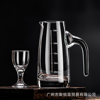 Yusenyi 6 pots, 6 cups, white wine glasses, small wine glasses, graduated wine dividers, two liang wine bottles, wine glass rack storage set, 6 pots, 6 cups set (one cup + small wine divider + round bamboo rack) x2