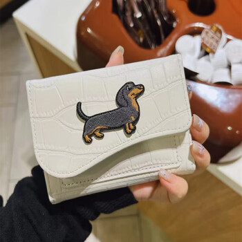 Fat donglai's same style dog card holder wallet for women new lady's money-making wallet wallet card holder all-in-one purchase crocodile pattern wallet-white dachshund
