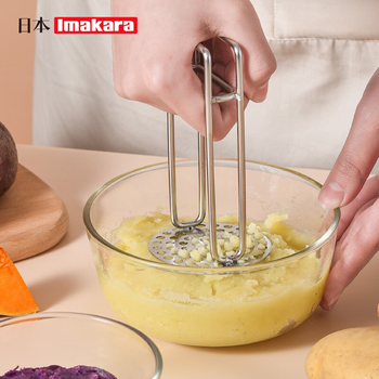 Imakara mashed potato masher kitchen artifact kitchen utensils collection garlic mashed potato masher grinding food supplement tool 304 stainless steel masher - kitchen supplies household