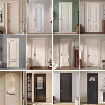 Solid wood door, painted door, french american door, bedroom door, cream style black retro room door, kitchen and bathroom door customization, simple decoration suitable for ecological wooden door
