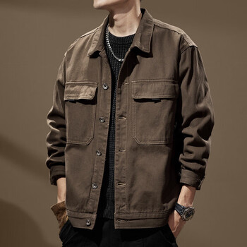 Noble color american retro high-end tough guy work shirt men's spring and autumn loose large size hunting jacket casual coat for men