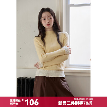 Mystery show new year autumn and winter atmosphere interiors multi-color optional half turtle collar contrast color splicing bottom 2025 autumn and winter mustard yellow cocoa yellow m