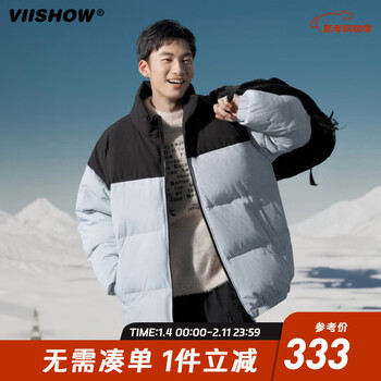 Viishow2025 new winter style short down jacket for men and women, stand collar, warm, fashionable and popular, light blue s