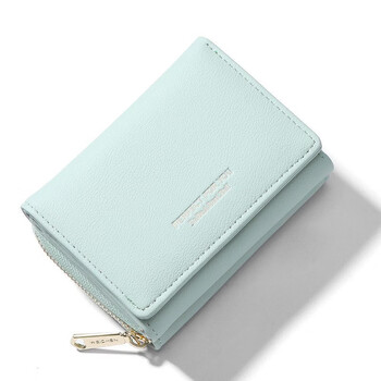 Woodpecker (tucano) short coin purse 2026 new women's student folding zipper solid color simple small wallet clutch card holder light green