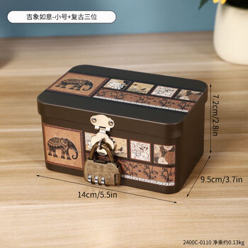 Fantasy jewelry storage box with lock, mobile phone storage password box, iron box, small box, jixiang ruyi trumpet, free anti-theft password lock