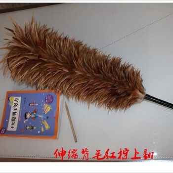 High-end hand-made thickened feather duster for household dust removal, retractable car cleaning, retractable encrypted red brown back hair up to 1.2 meters