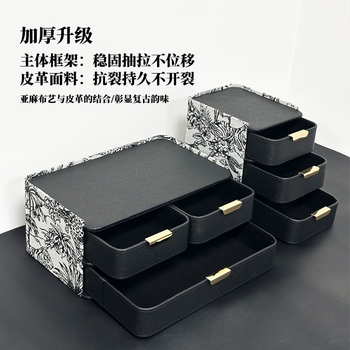 Miaopule storage desktop drawer-type storage box entry entrance key sundries mask organizer box french box storage ornaments new black gold desktop three-layer three-pull storage box