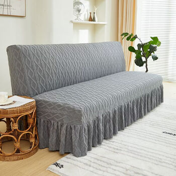 Fantasy folding thickened sofa sofa bed skirt armrest all-inclusive sofa cushion bed cover elastic universal four-season cover jacquard medium gray sofa cover suitable for length 150175cm