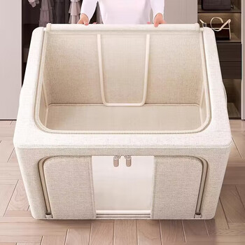 Home katei story japanese clothes storage box autumn and winter fabric wardrobe storage box storage box organizing box clothing storage box foldable cotton and linen folding storage box (24l)*1