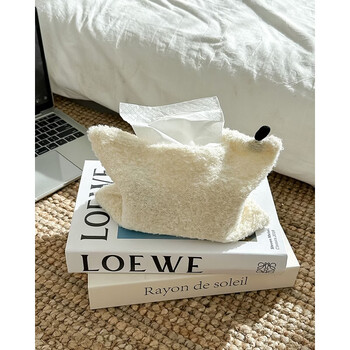 Fantasy red retro modern home living room tissue box fabric knitted tissue bag storage bag car hanging tissue bag white