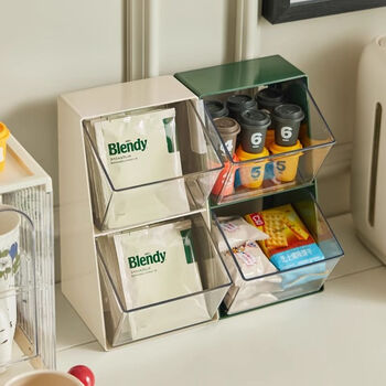 Fantasy tea bag station storage box office desktop water bar dining table coffee corner cup holder girls' organizing and transformation retro green (tea bag storage rack) can hold 29 capsules of coffee + 20 bags