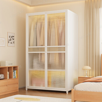 Wing fantasy 2025 new simple wardrobe bedroom home steel assembled wardrobe rental room strong and durable metal hanging wardrobe capacity upgrade 120cm long 60cm deep hanging style with adjustable partition 2 doors or more