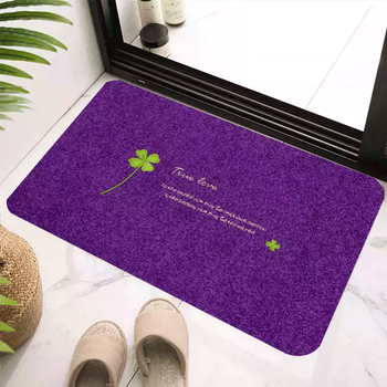 Yusenyi purple floor mat entrance door mat entry door foot mat bedroom carpet kitchen anti-slip mat toilet water-absorbent cooling mat cut purple four-leaf clover 80x120cm