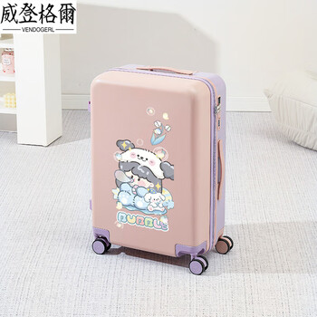 Vendogerl luggage suitcase for girls with good looks 2025 new 20-inch trolley case with personalized password travel leather suitcase cute cartoon zipper single box pink and purple_bubble girl 20-inch