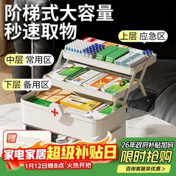 Denbigh medicine box household medicine box large-capacity medicine storage box multi-functional layered large medicine box first aid medical box