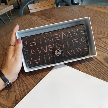 Kangaroo luxury long wallet for women 2026 new clutch bag for women large capacity wallet multi-card slot card holder genuine coffee with black 10 card slots inside