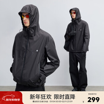 Chinism 26 spring new trendy drawstring hooded jacket, fashionable and versatile outer casual sports top, black m