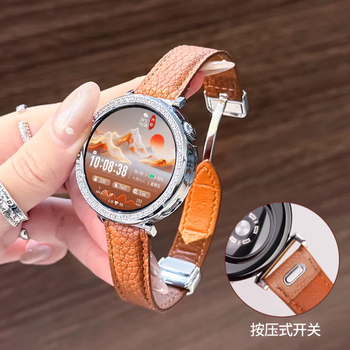 Huawei valentine's day gift watch watch gt6 women's intelligent emotional health assistant gt5 watch fashion ovarian evaluation gift for girlfriend and wife's birthday annual party gt6 streamer purple + full diamond case + brown lychee pattern magnetic.