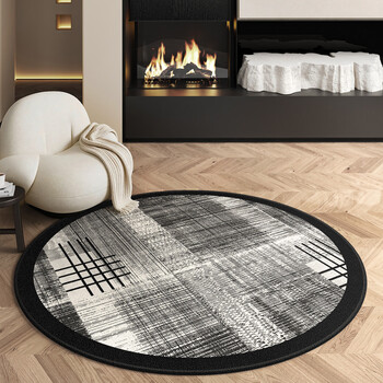 Fantasy light luxury round carpet high-end living room sofa coffee table blanket home soundproof computer swivel chair bedroom bedside floor mat woven light lead easy care belgian velvet diameter 140cm upgraded belgian velvet/light luxury