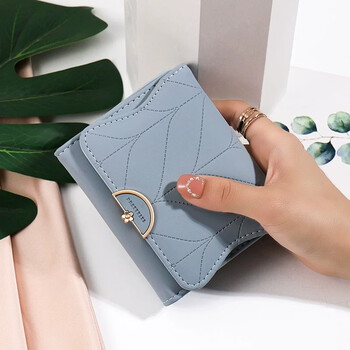 Woodpecker (tucano) wallet women's short 2026 autumn women's folding large capacity coin purse ins cute flower student wallet blue