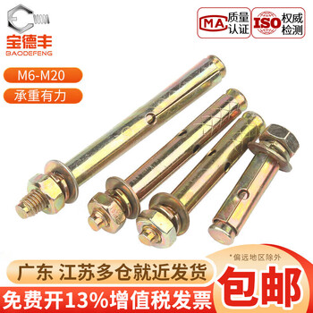 Baodefeng iron galvanized external expansion bolt extra long expansion bolt screw lifting expansion pipe expansion nail national standard m6x50 20 pieces - colored zinc material