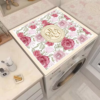 Yong huan fully automatic drum washing machine dust cover refrigerator countertop mat microwave insulation cover waterproof sun protection mat romantic french style 01 65x90cm suitable for double door refrigerators