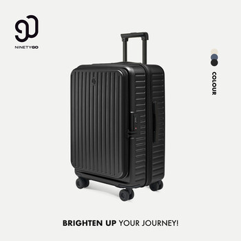 90 points suitcase alpine suitcase large capacity side-opening carry-on suitcase multi-functional extendable trolley case dark night black 20 inches