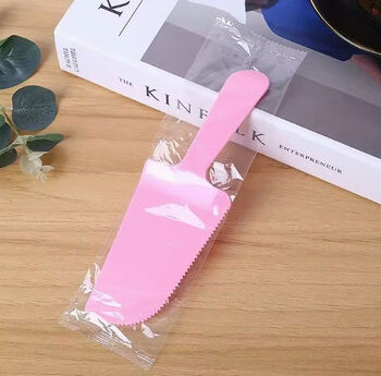 Fantasy plate and fork disposable tableware set birthday plate package 4-in-1 plastic cutlery and fork plate set 100 individual pink knives