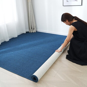 Yulu blue office carpet hotel commercial fire retardant large area full-cover solid color studio photo floor mat blue custom size