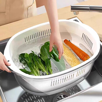 Lei hanguo double layer sink drain basket kitchen fruit plate