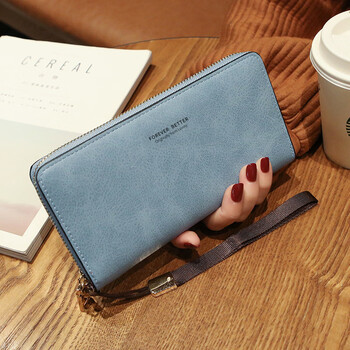 Women's wallet long korean style handbag multifunctional card holder mobile phone bag coin purse women's wallet storage blue