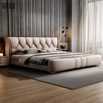 Mousse modern simple leather bed 1.8 meters double bed master bedroom light luxury high-end master bedroom storage soft package napa leather bed leather bed color remarks 1500mm*2000mm x frame structure
