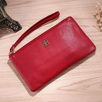 Qimanshi (qimanshi) 2025 new european and american long 5.5-inch mobile phone bag wallet zipper clutch bag trendy fashion handbag women's wallet burgundy