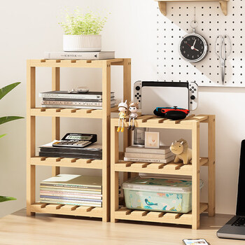 Seven-quarter wooden storage rack solid wood multi-layer storage rack for router set-top box storage rack bookshelf bedroom wooden storage rack 8 layers 30*25*136 solid wood color