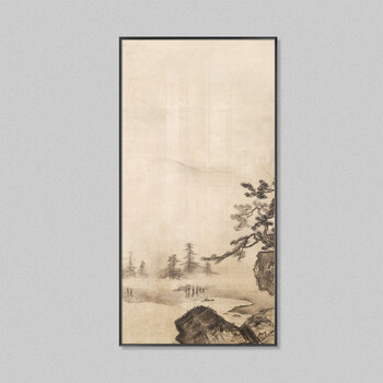 Fantasy new chinese style living room sofa background wall hanging painting hotel lobby landscape large four-part combination decorative painting x1083 l-shaped matte walnut wood grain frame (no glass mounting) no. 3 frame 100x200cm independent