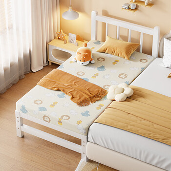 Yusenyi iron art children's spliced bed large bed extra wide artifact adult can sleep single bed baby crib with guardrail customized black naked bed++ bedside style 190x50cm