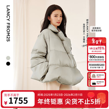 Langzi wang churan's same style holdobagi goose down design down jacket winter new style misty grass color m