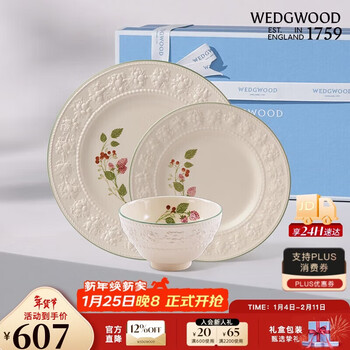Wedgwood christmas gift happy holidays raspberry one-person serving bowl and plate 3-piece set ceramic bowl and plate household tableware
