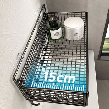 Yonghuan storage rack second floor kitchen bathroom wall storage storage rack long small + black 2 pcs