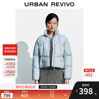 Ur2025 winter new women's casual stand collar zipper quilted loose down jacket uyl150068 pink blue s