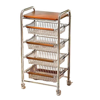 Fantasy storage rack, second-hand trolley, living room mobile wheeled snack storage rack, multi-layer home bedroom kitchen storage, single side + 5 layers, four baskets and one board, electroplating anti-rust process, silky black wheels, high-end light luxury storage rack, damage guarantee