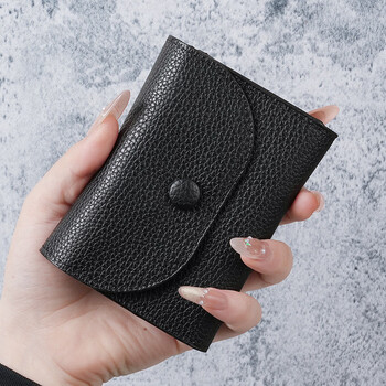 Simple portable coin bag with soft pebbled texture, multifunctional large-capacity coin card holder, storage bag, wallet, black