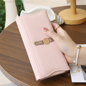 Gioio japanese imported quality wallet women's 2026 new multi-card slot large capacity folding long wallet fashionable and simple light pink